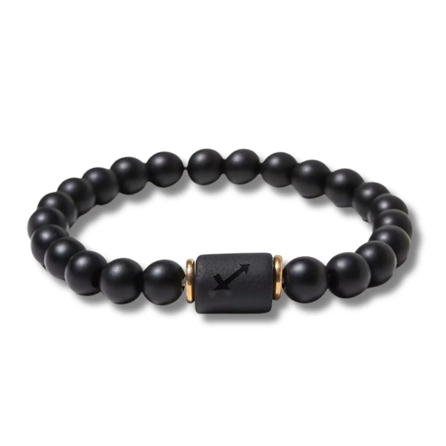 Handmade Zodiac Beaded Matte Black Bracelet For Men Women, Elastic Yoga Stretch Bracelet, Healing Crystals And Stones, Spiritual Gifts For Astrology, 8mm (Sagittarius, November 22nd to December 21st)