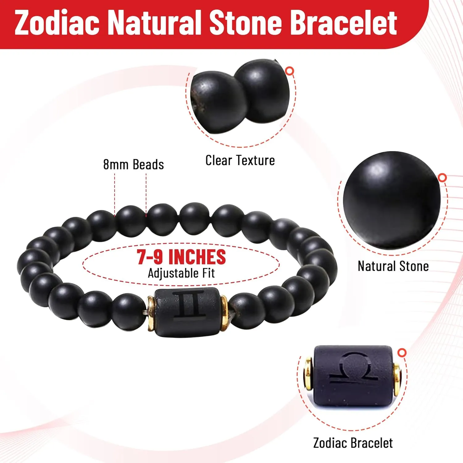 Handmade Zodiac Beaded Matte Black Bracelet For Men Women, Elastic Yoga Stretch Bracelet, Healing Crystals And Stones, Spiritual Gifts For Astrology, 8mm (Sagittarius, November 22nd to December 21st)