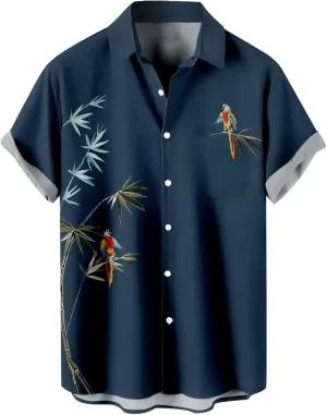 Hawaiian Shirts for Men Button Down Vintage Casual Short Sleeve Fashion Breathable Tropical Beach Tops
