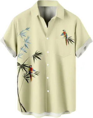 Hawaiian Shirts for Men Button Down Vintage Casual Short Sleeve Fashion Breathable Tropical Beach Tops