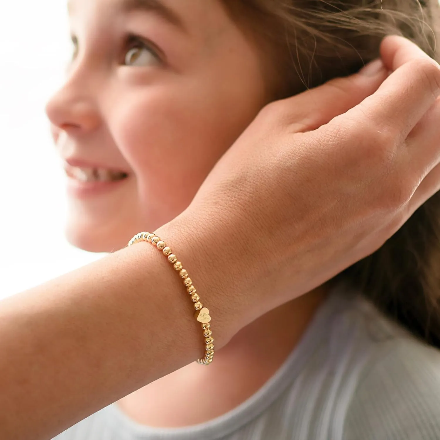 Heart Initial Bracelets for Women Girls - 14K Gold Plated Letter Initial Bracelet Beaded Heart Bracelets for Women Trendy Kids Teen Girl Gifts rendy Stuff Gold Jewelry