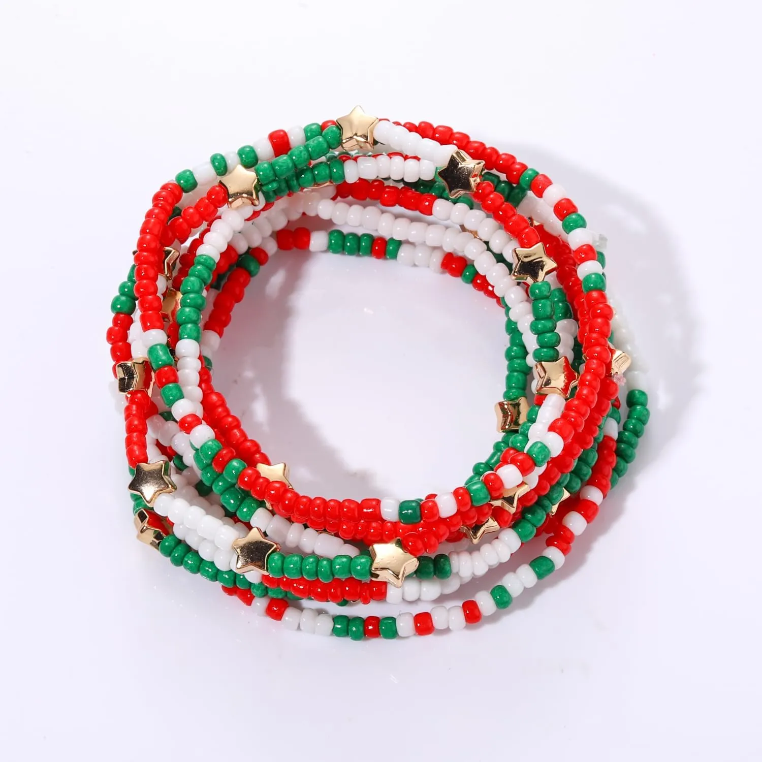 HEIDKRUEGER Bead Stretch Bracelets Independence Colorful Tiny Beaded Stackable Vsco Bracelets Boho Summer Vacation Adjustable Bangle Bracelet for Women Girls 14Pcs