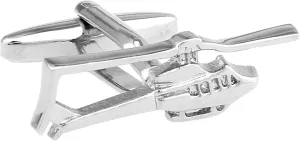 Helicopter Silver Cufflinks for Men, Aviation-Themed Accessories, Ideal Gift for Pilots and Helicopter Enthusiasts