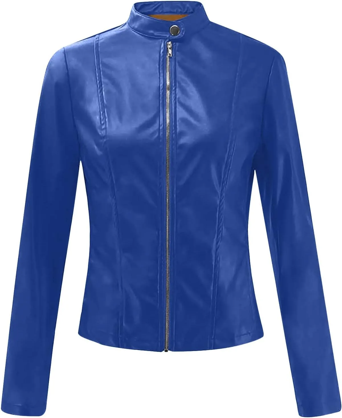 hlysgo Women's Long Sleeve Leather Jacket Full Zip Open Front Short Cardigan Ladies Bomber Jacket Coat Tops