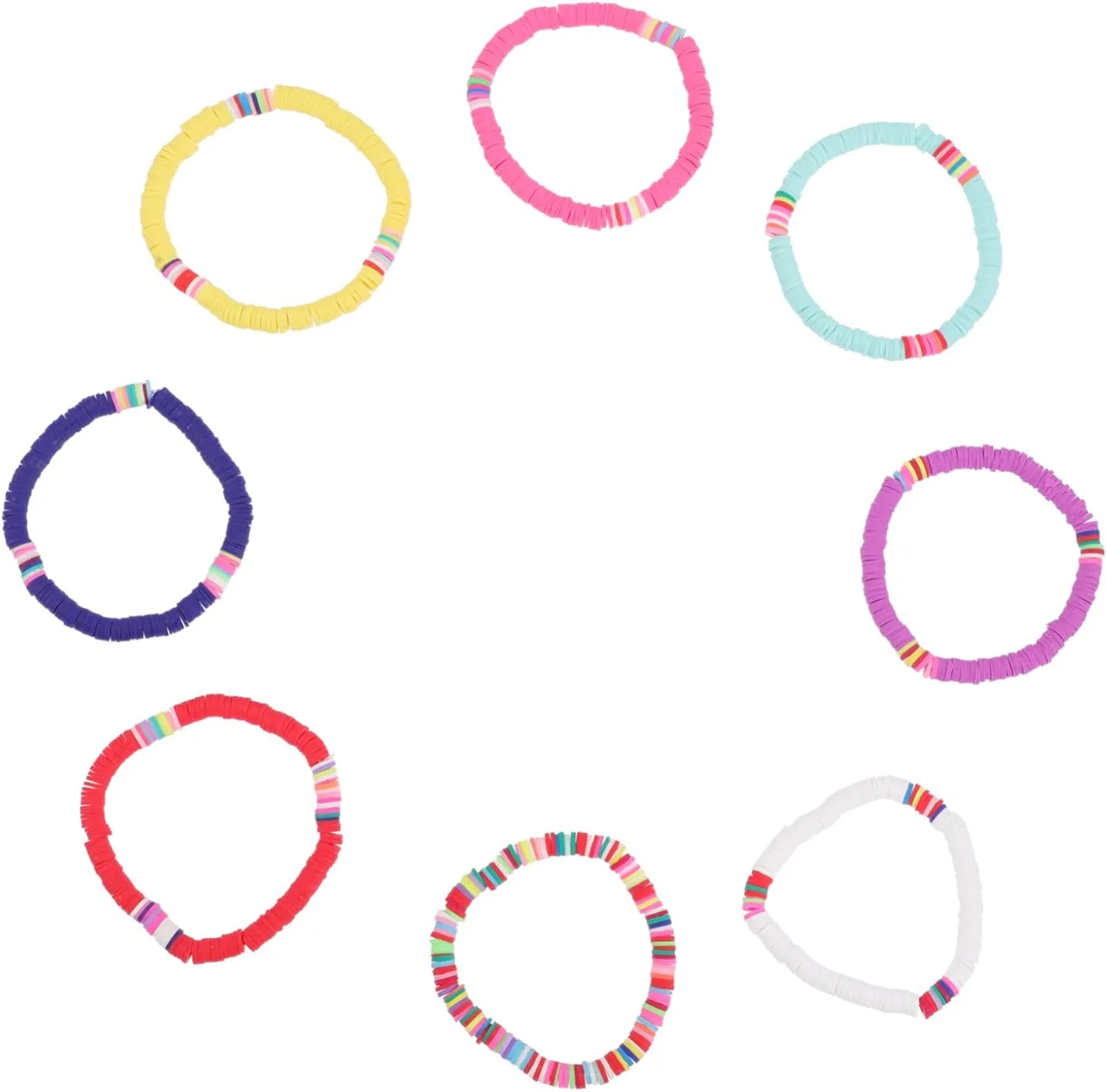 Homoyoyo 8Pcs Clay Bead Bracelets Elastic Summer Jewelry for Women Durable Skin Friendly Design for Beach Everyday Wear Friendship Accessories
