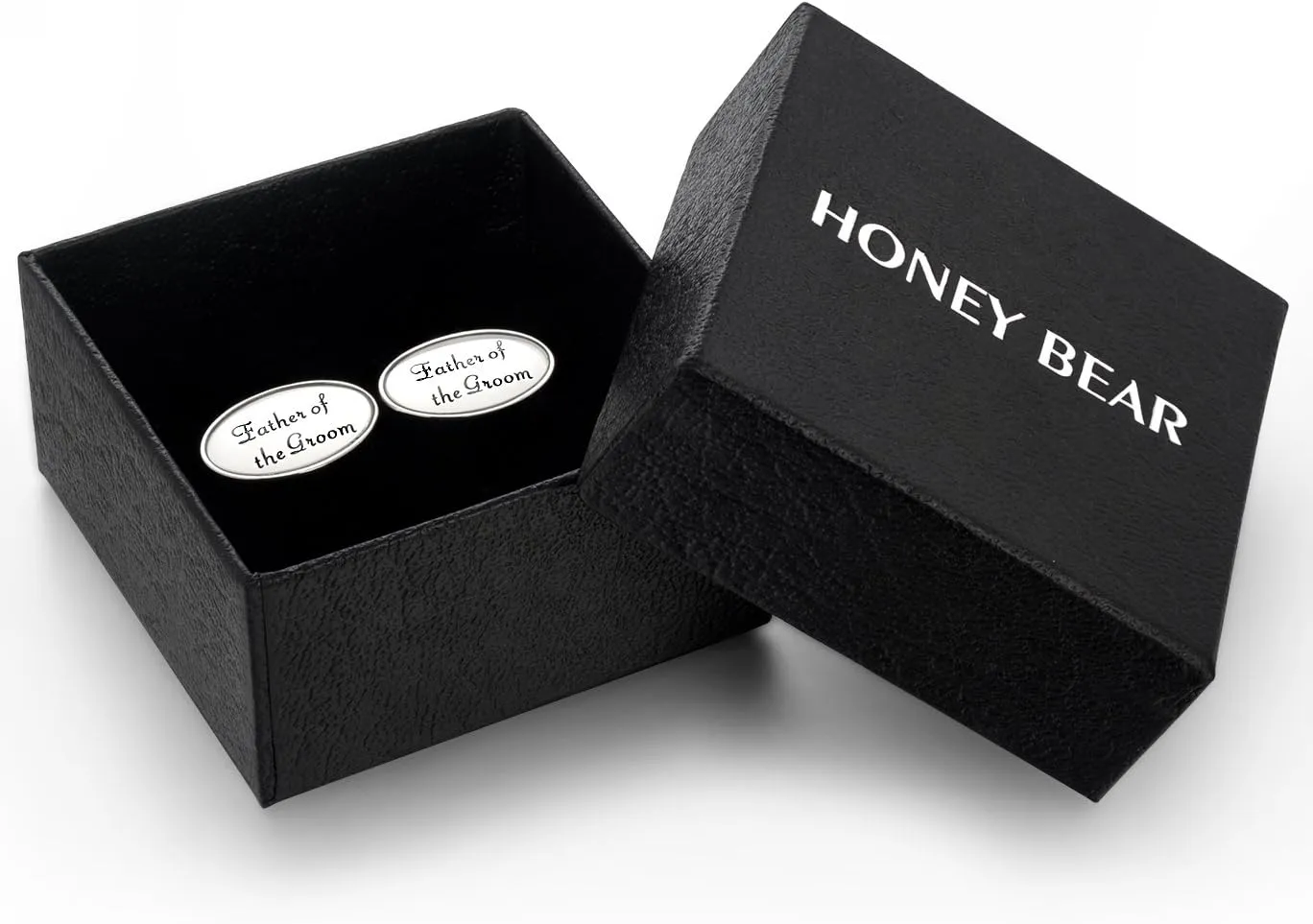 HONEY BEAR Oval Wedding Cufflinks for Mens Shirt Marriage with Gift Box