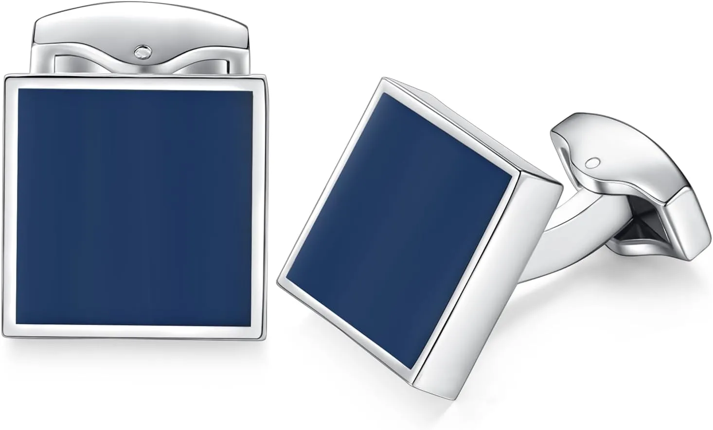 HONEY BEAR Square Cufflinks for Mens Stainless Steel Business Wedding Gift Navy Blue