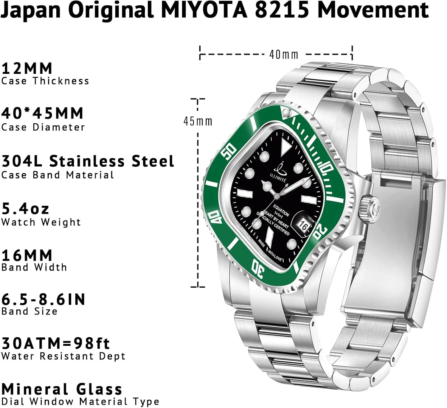 ILLIMITE Melting Automatic Watches for Men Japanese Miyota 8215 Self-Winding Mechanical Movement Women Watch Waterproof Stainless Steel Art Surrealist Wrist Watches Pea001