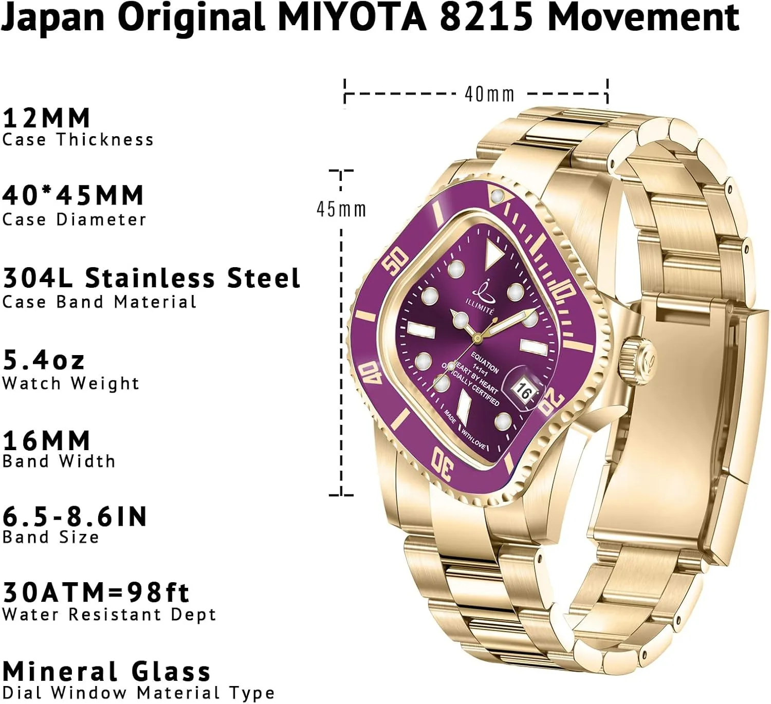 ILLIMITE Melting Automatic Watches for Men Japanese Miyota 8215 Self-Winding Mechanical Movement Women Watch Waterproof Stainless Steel Art Surrealist Wrist Watches Pea001