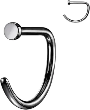 Implant Grade Titanium D Shape Flat End Nose Hoops Rings 18g (1 mm) 5/16" (8mm) Black Body Unique Jewelry Delicate Design Piercing Steel Surgical For Women
