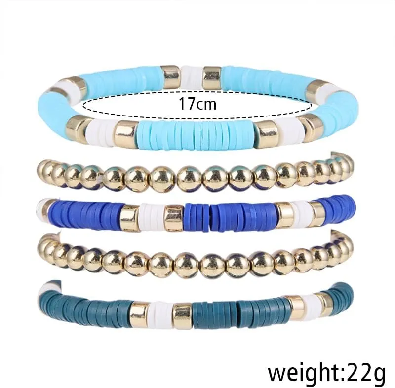 INENIMARTJ Heishi Surfer Bracelets Stackable Preppy Beaded Stretch Bracelets Set for Women Girls Colorful Boho Disc Clay Beaded Friendship Bracelets Aesthetic Summer Beach Jewelry