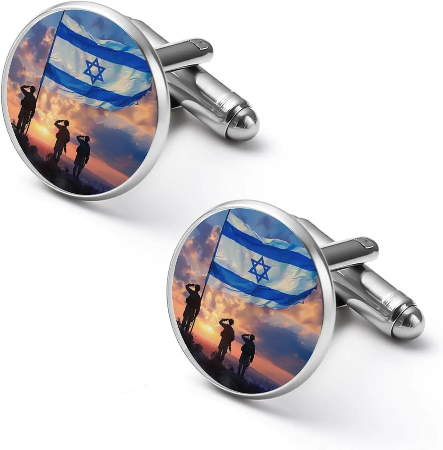 Israel Independence Day National Holiday Men's Shirt Cufflinks Personalized Studs Set Shirt Cuff Links for Wedding Business 2.0cm