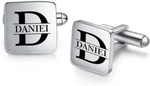 JewelOra Personalized Name Cufflinks for Men, Custom Engraved Initial Letter Mens Shirts Cufflinks, Wedding Business Cufflinks for Boyfriend Husband