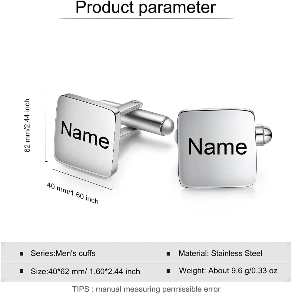 JewelOra Personalized Name Cufflinks for Men, Custom Engraved Initial Letter Mens Shirts Cufflinks, Wedding Business Cufflinks for Boyfriend Husband