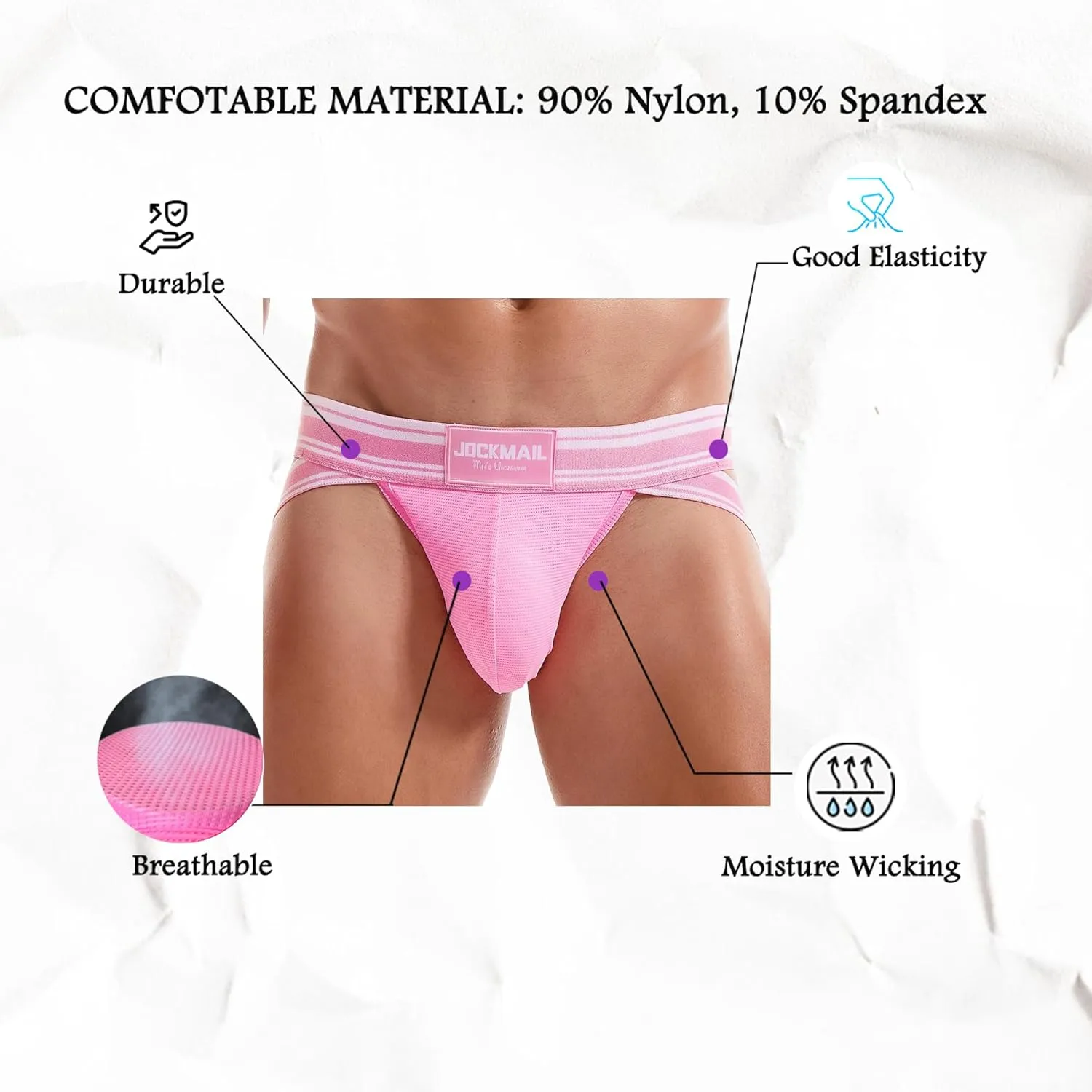 JOCKMAIL 5PCS/Pack Men Jockstrap Underwear Athletic Supporter Jockstrap Low Rise Men Briefs Jockstrap Sport Underwear