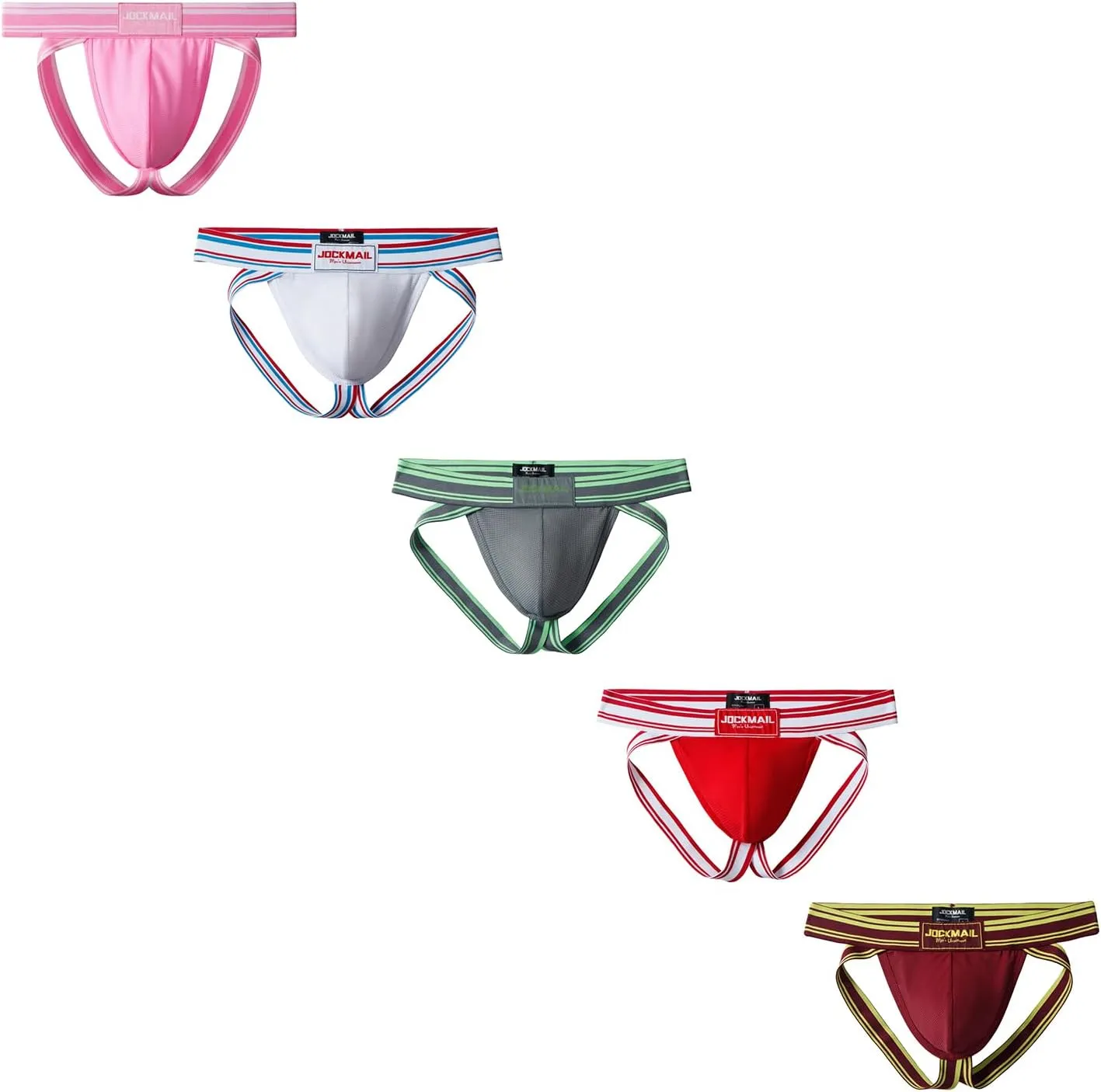 JOCKMAIL 5PCS/Pack Men Jockstrap Underwear Athletic Supporter Jockstrap Low Rise Men Briefs Jockstrap Sport Underwear