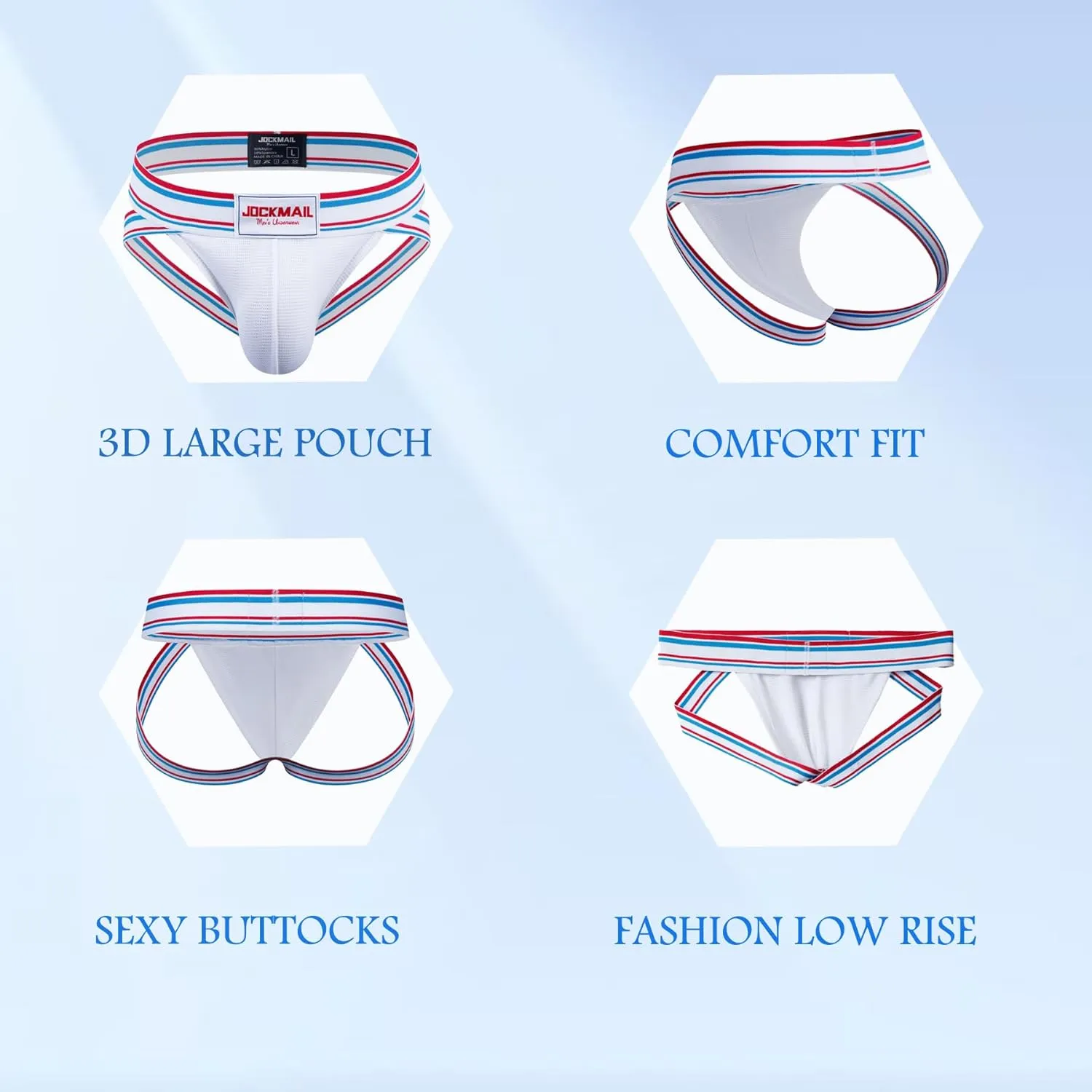 JOCKMAIL 5PCS/Pack Men Jockstrap Underwear Athletic Supporter Jockstrap Low Rise Men Briefs Jockstrap Sport Underwear