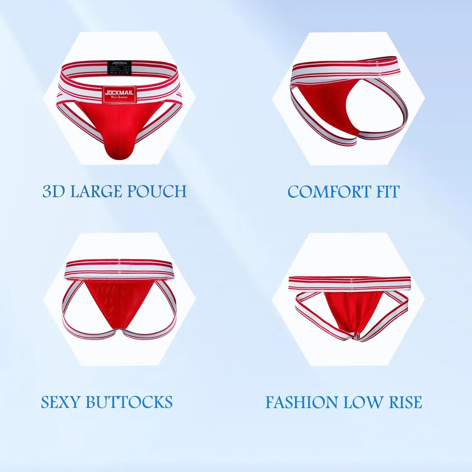JOCKMAIL 5PCS/Pack Men Jockstrap Underwear Athletic Supporter Jockstrap Low Rise Men Briefs Jockstrap Sport Underwear