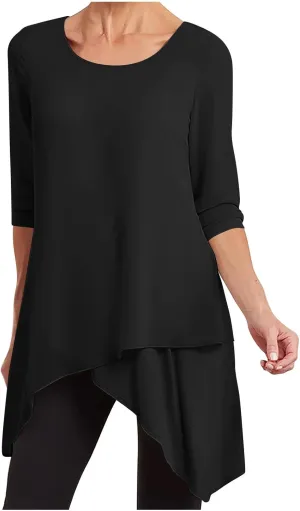 jovati Women's Casual Round Neck T-shirt Fashion Versatile Solid Long Sleeved Pullover Tops Loose Comfy Elegant Blouse