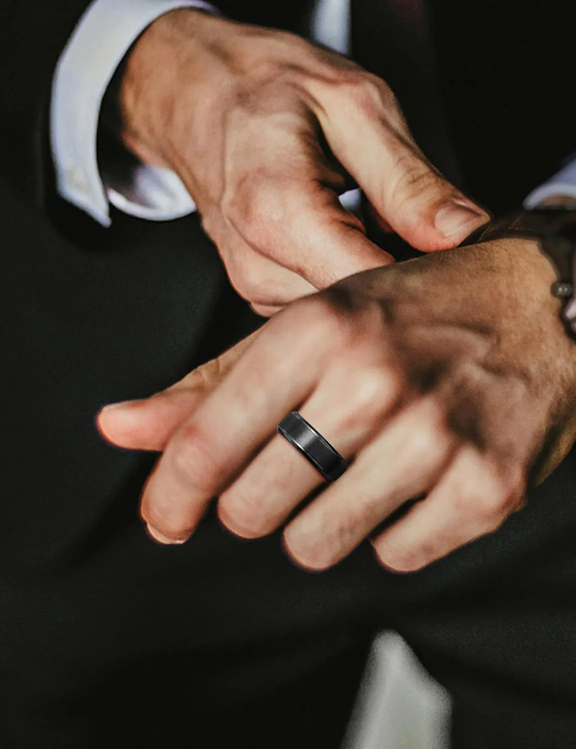 Jstyle Stainless Steel Rings for Men Women 8MM Wedding Band Rings Matte Surface - Beveled Polished Edge Mens Ring Comfort Fit Size 6-14