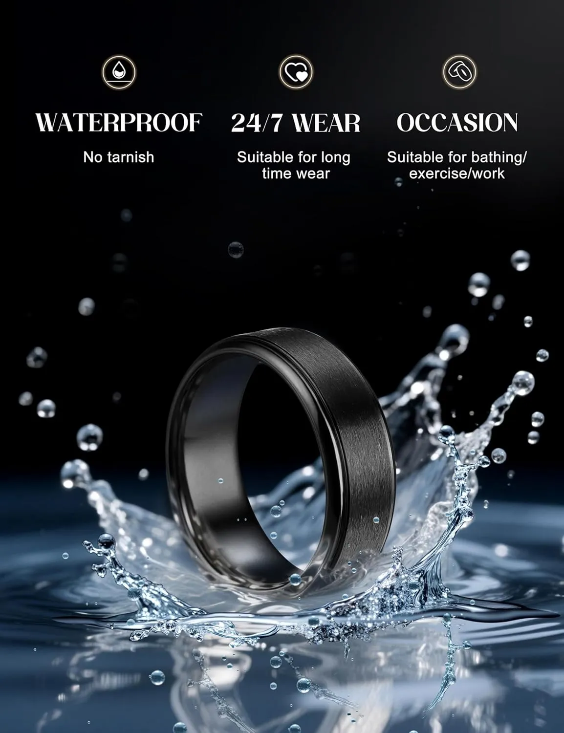 Jstyle Stainless Steel Rings for Men Women 8MM Wedding Band Rings Matte Surface - Beveled Polished Edge Mens Ring Comfort Fit Size 6-14