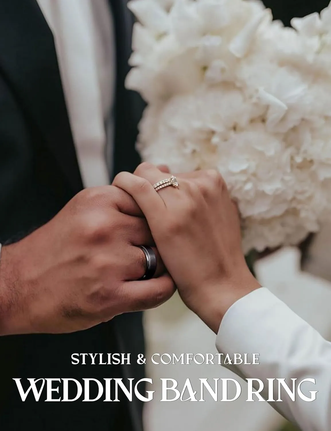 Jstyle Stainless Steel Rings for Men Women 8MM Wedding Band Rings Matte Surface - Beveled Polished Edge Mens Ring Comfort Fit Size 6-14