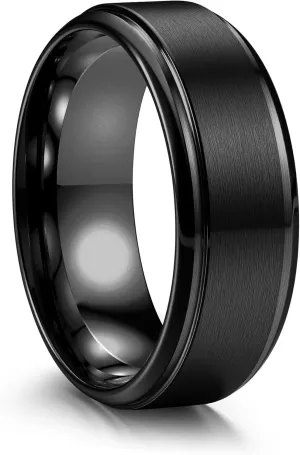Jstyle Stainless Steel Rings for Men Women 8MM Wedding Band Rings Matte Surface - Beveled Polished Edge Mens Ring Comfort Fit Size 6-14