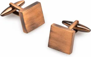 Karnak Brushed Copper Square Cufflinks Antique Rhodium Plating - Cuff Links Mens - Tuxedo Buttons & Accessories