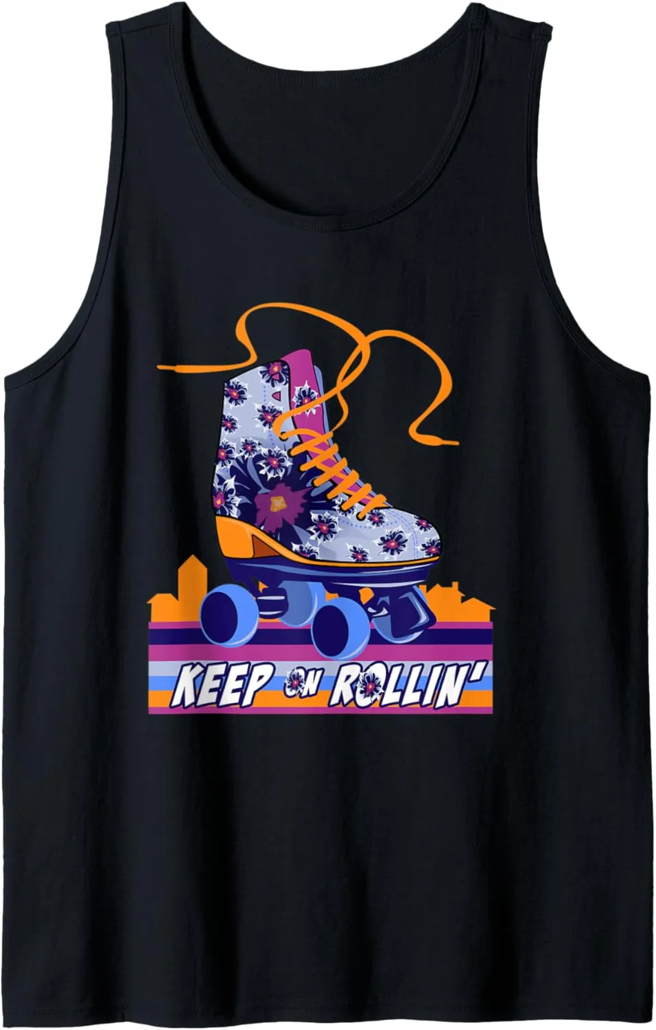 Kawaii Rollin' Floral Roller Skates Shoes Skater Girl Gift Tank Top