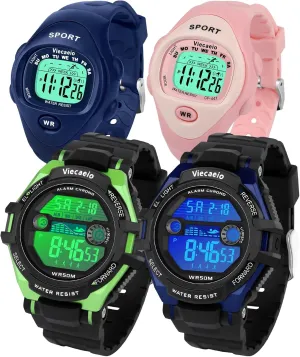 Kids Shock and Water Resistant Sports Watch 4 Piece Gift Set for Boys and Girls