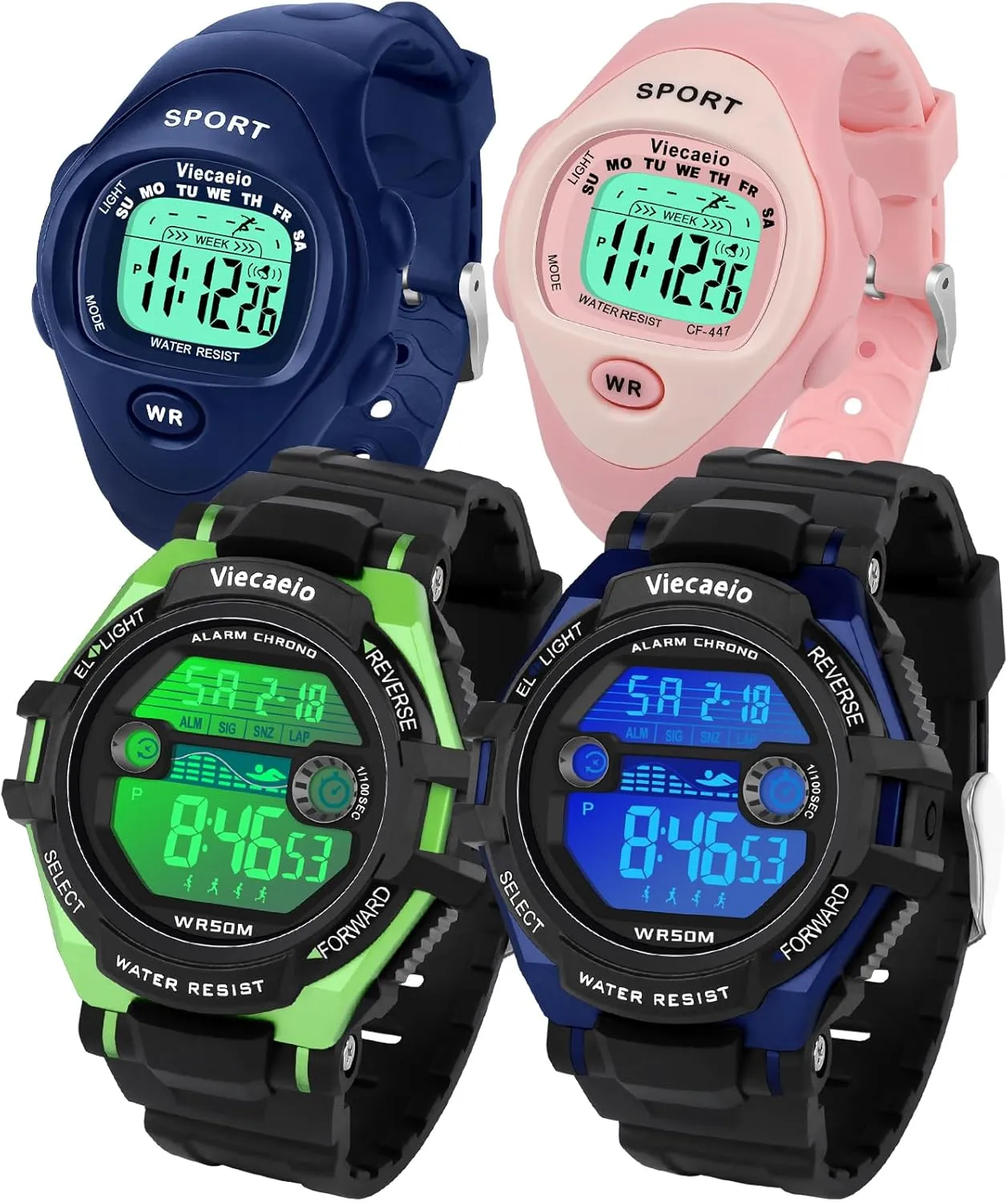 Kids Shock and Water Resistant Sports Watch 4 Piece Gift Set for Boys and Girls
