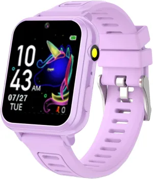 Kids Smart Watches Girls with HD Touch Screen Camera Music Player 24 Puzzle Games Pedometer Alarm Clock Calculator Torch, 12/24 hr Kids Watches for Age 5-12 Year Olds Gifts