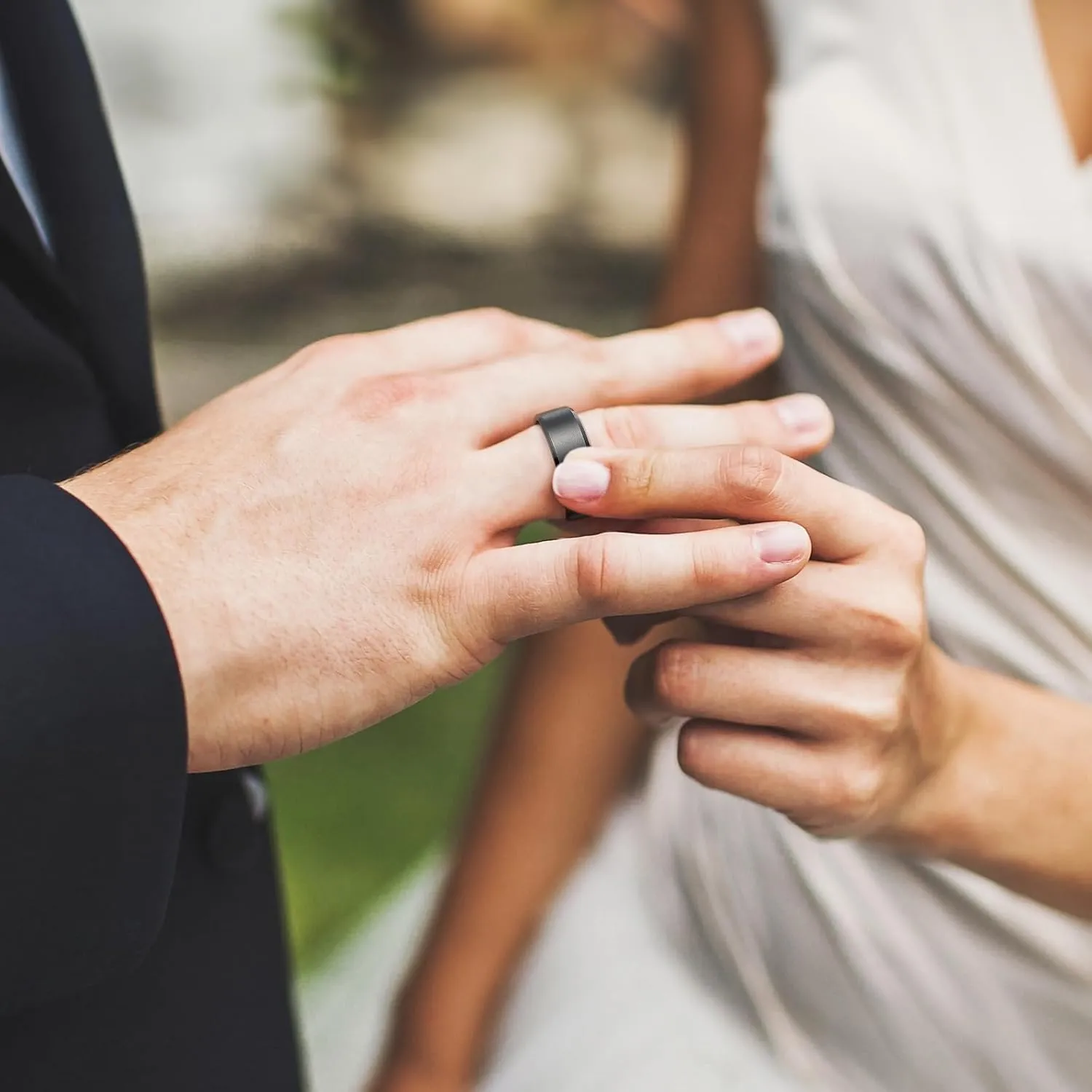 King Will Tungsten Men's Wedding Ring - Available in 6mm to 10mm, Black/Silver, Matte Finish, Beveled Polished Edge, Comfort Fit