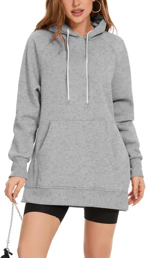 KuaCua Women's Oversized Hoodies,Casual Cozy Pullover Sweatshirt With Drawstring Long Sleeve With Pockets Outfits Y2k Clothes Gray