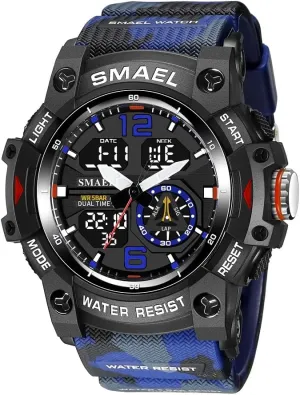 KXAITO Men's Analog Sports Watch Military Watch Outdoor LED Stopwatch Digital Electronic Large Dual Display Waterproof Tactical Army Wrist Watches for Men 8007