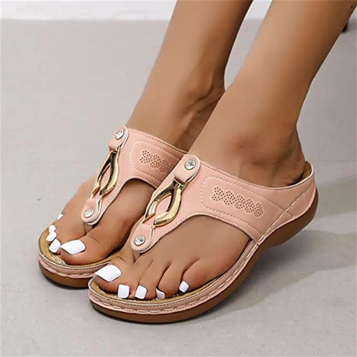 Ladmiple Orthopedic Sandals For Women Elegant Orthotic Flips Flops Arch Support Flat feet Slides Comfortable Walking Shoes