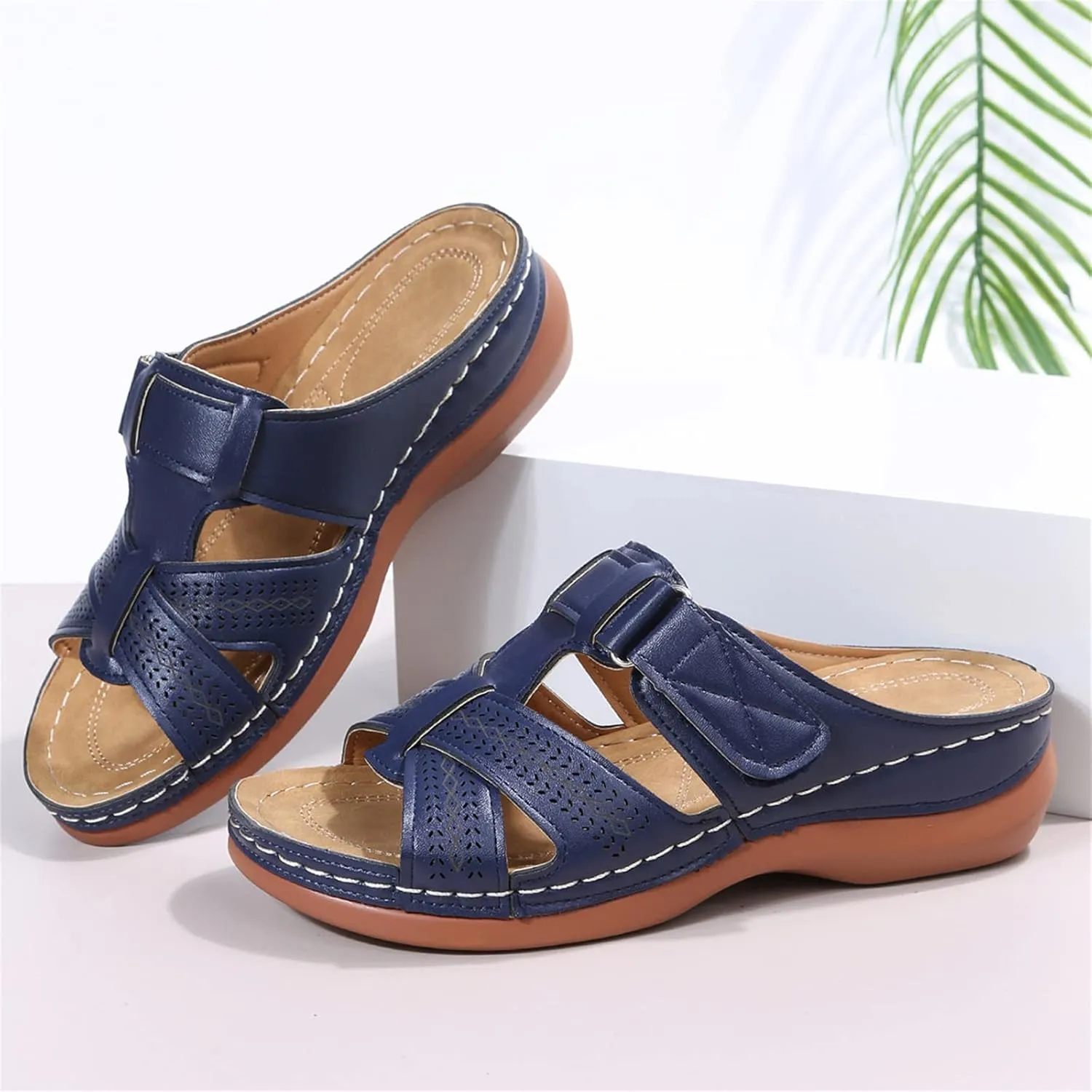 Ladmiple Orthotic Sandals For Women Dressy Summer Comfort Walking Open Toe Arch Support Slides Orthopedic Flip Flops