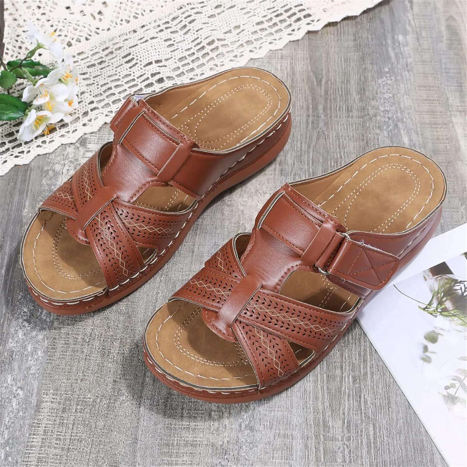 Ladmiple Orthotic Sandals For Women Dressy Summer Comfort Walking Open Toe Arch Support Slides Orthopedic Flip Flops