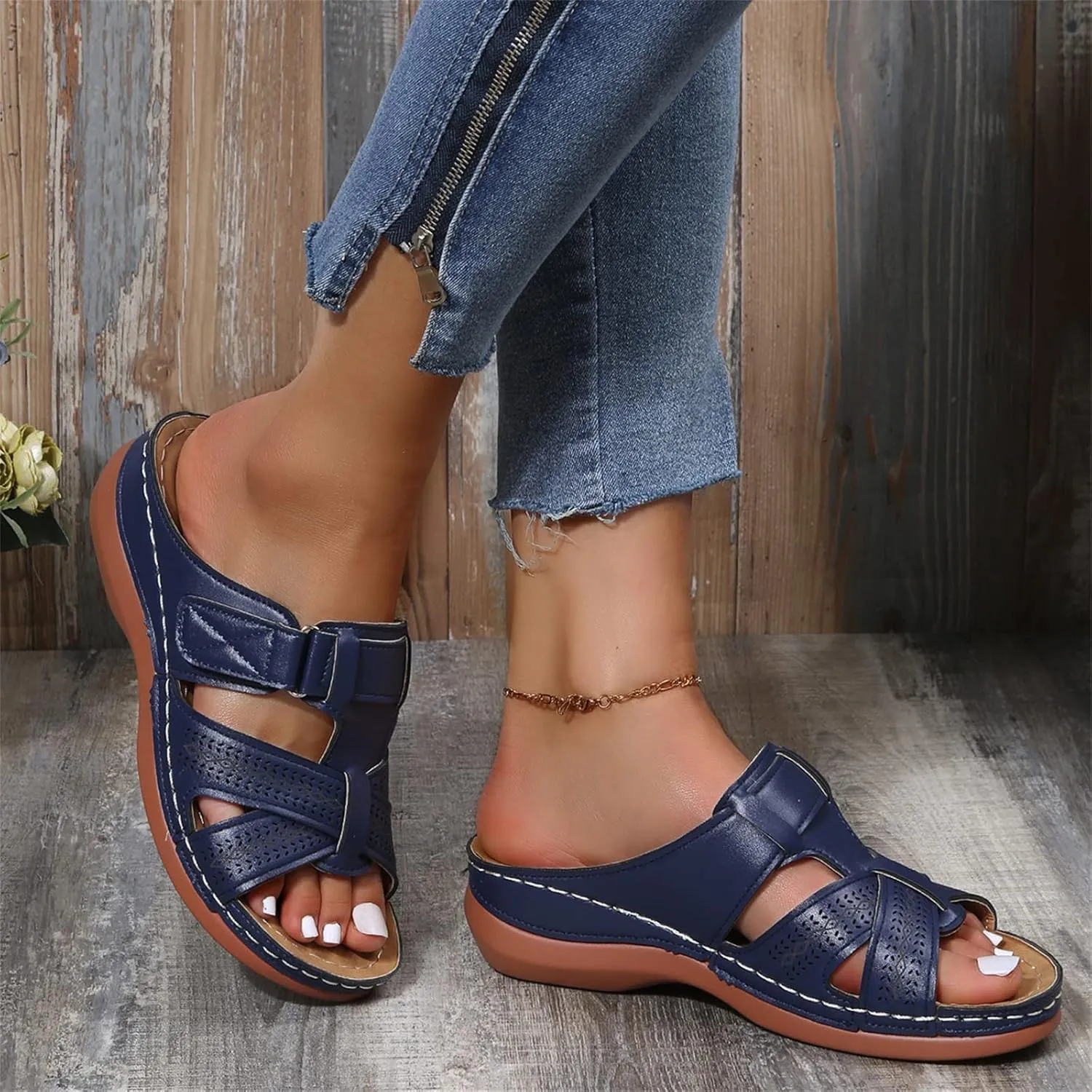 Ladmiple Orthotic Sandals For Women Dressy Summer Comfort Walking Open Toe Arch Support Slides Orthopedic Flip Flops