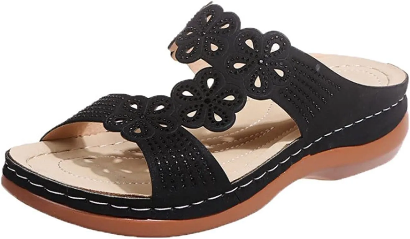 Ladmiple Sandals Women Wedge Slip On Comfortable Dressy Orthotic Flip Flops Casual Summer Orthopedic Slides With Arch Support