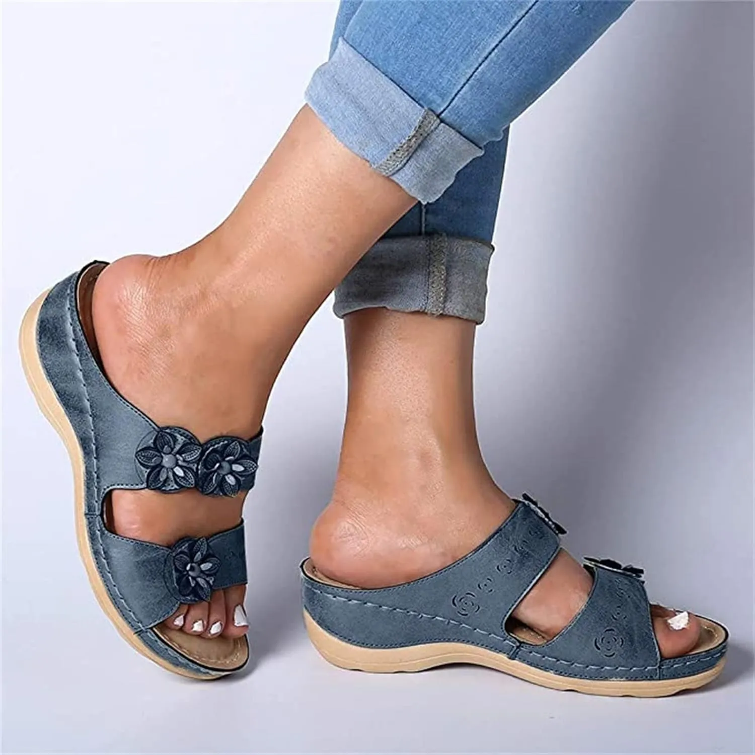 Ladmiple Women's Sandals Comfortable With Arch Support Orthotic Slides Dressy Walking Orthopedic Flip Flops Summer Shoes