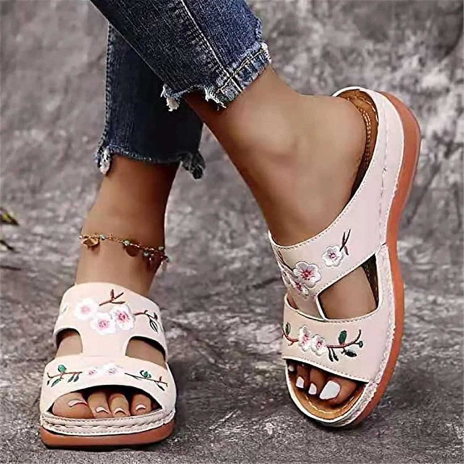 Ladmiple Women's Sandals With Arch Support Orthotic Plantar Fasciitis Orthopedic Slides Slippers Dressy Summer Flip Flops