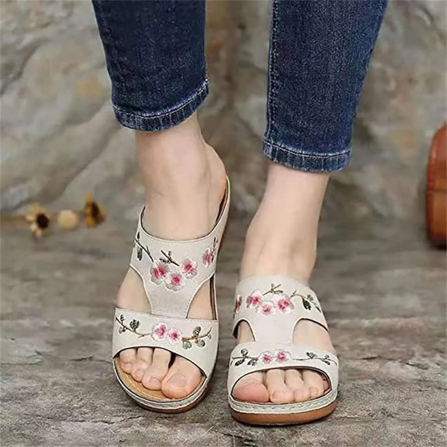 Ladmiple Women's Sandals With Arch Support Orthotic Plantar Fasciitis Orthopedic Slides Slippers Dressy Summer Flip Flops