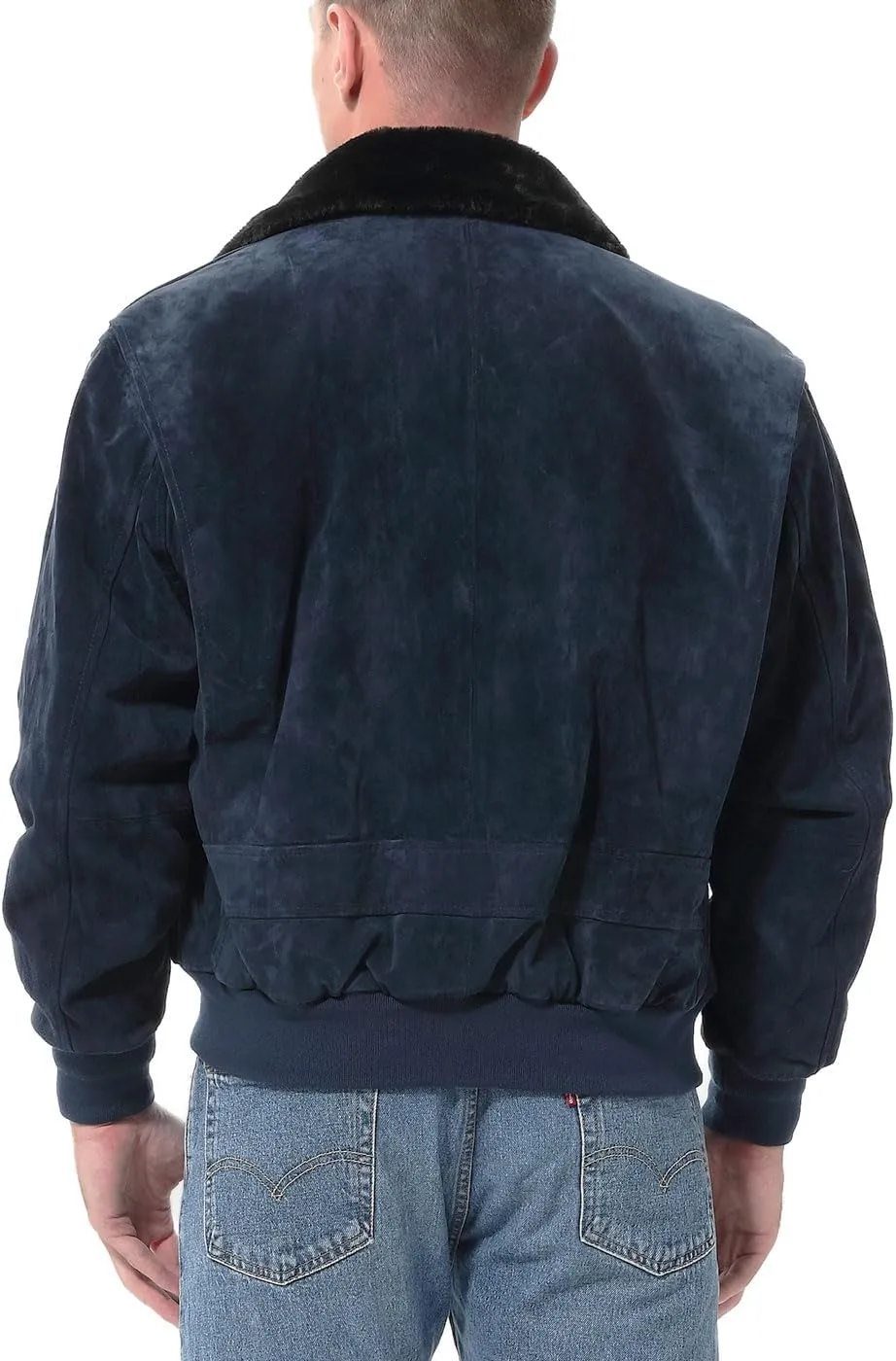 Landing Leathers Men Navy G-1 Leather Flight Bomber Jacket (Also available in Big & Tall)