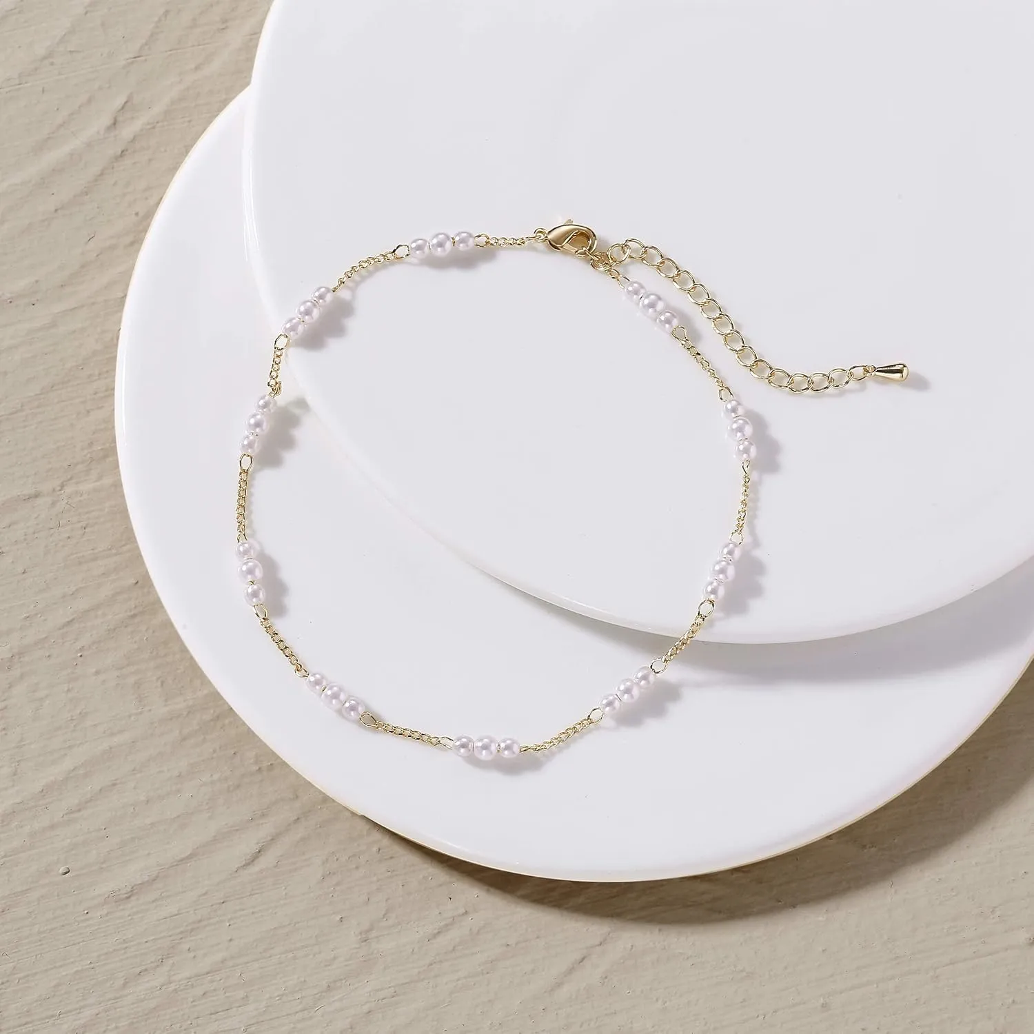 Layered Ankle Bracelets for Women 18K Gold Plated Dainty Fishbone Snake Chain Fine Bead Paperclip Peach Heart Anklets for Women Waterproof Minimalist Simple Anklets Fashion Summer Jewelry Anklet For Women