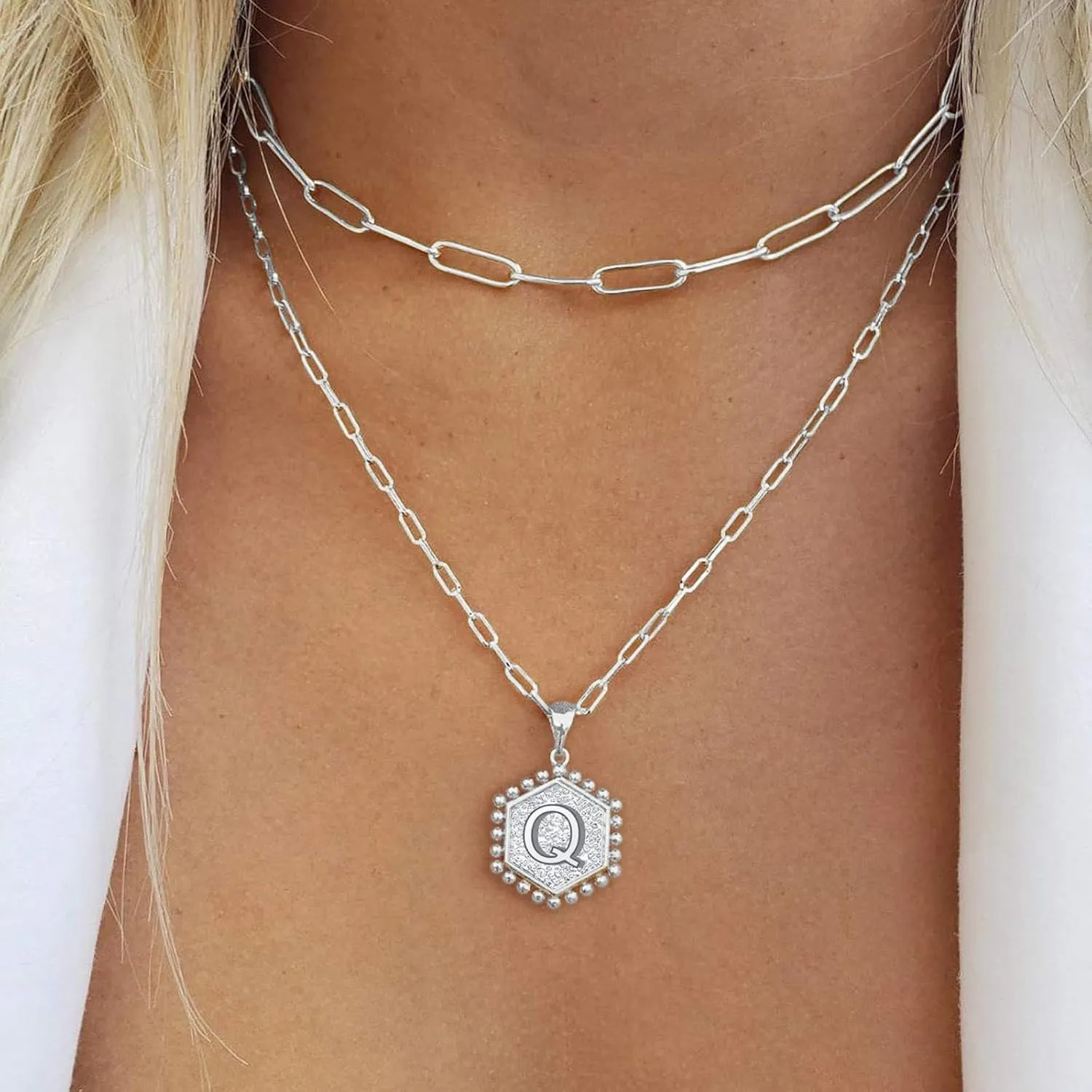 Layered Initial Necklaces for Women,Gold Plated Letter Pendent Necklace Dainty Stackable Choker Jewelry Gifts for Mom Wife