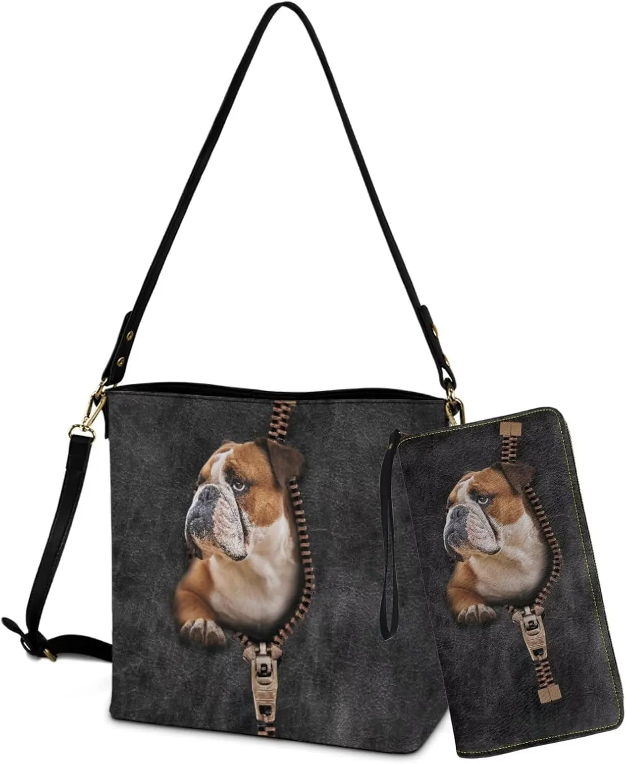 Leather Bucket Tote Bag with Wallet Set for Women Lady Large Top Handle Purse Set Gift for Mom Wife