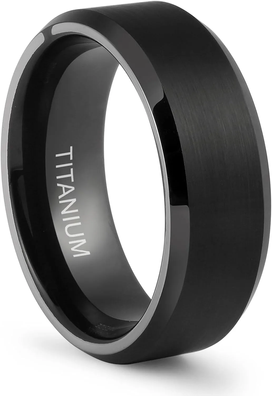 LerchPhi Tungsten Titanium Rings for Men, 6MM 8MM Black Mens Wedding Band, Custom Engraved Wedding Rings, Beveled Edge Promise Rings for Him, Personalized Valentine's Day Gift for Boyfriend