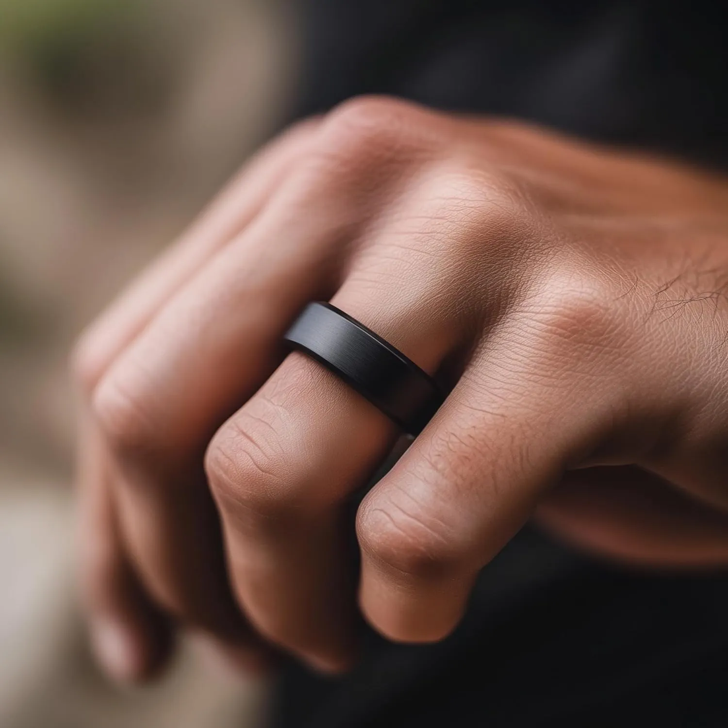 LerchPhi Tungsten Titanium Rings for Men, 6MM 8MM Black Mens Wedding Band, Custom Engraved Wedding Rings, Beveled Edge Promise Rings for Him, Personalized Valentine's Day Gift for Boyfriend