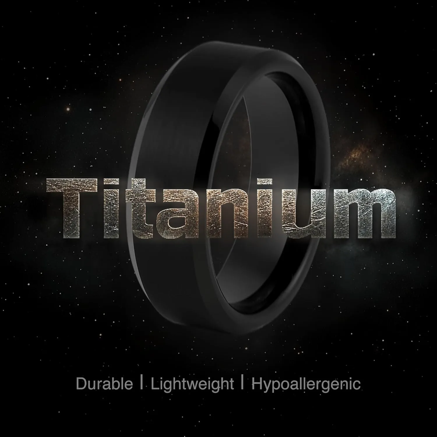 LerchPhi Tungsten Titanium Rings for Men, 6MM 8MM Black Mens Wedding Band, Custom Engraved Wedding Rings, Beveled Edge Promise Rings for Him, Personalized Valentine's Day Gift for Boyfriend
